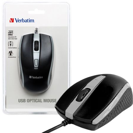 Verbatim Optical Wired USB Mouse 3 DPI