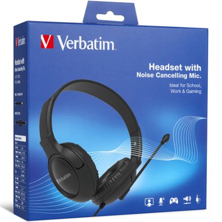Verbatim Headset Wired with Noise Cancelling Mic